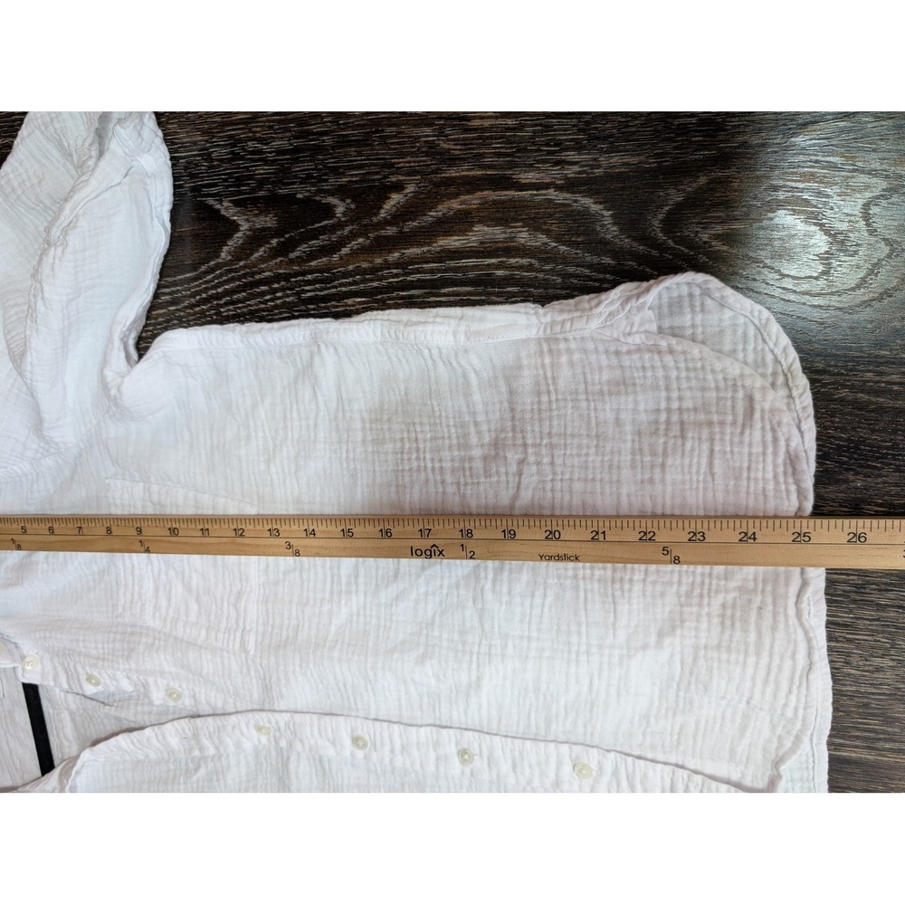 J.Crew Womens White Double Gauze Cotton Short Sleeve Button Down Shirt Large - Picture 7 of 8